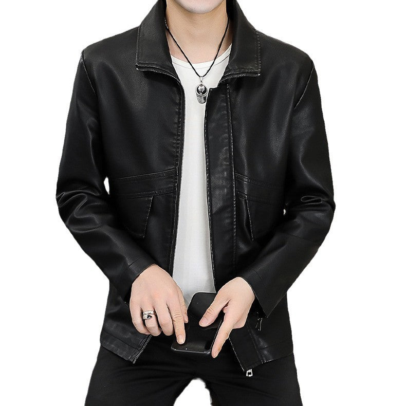 Herren Lederjacke Modern mit Taschen und Slim-Fit-Schnitt