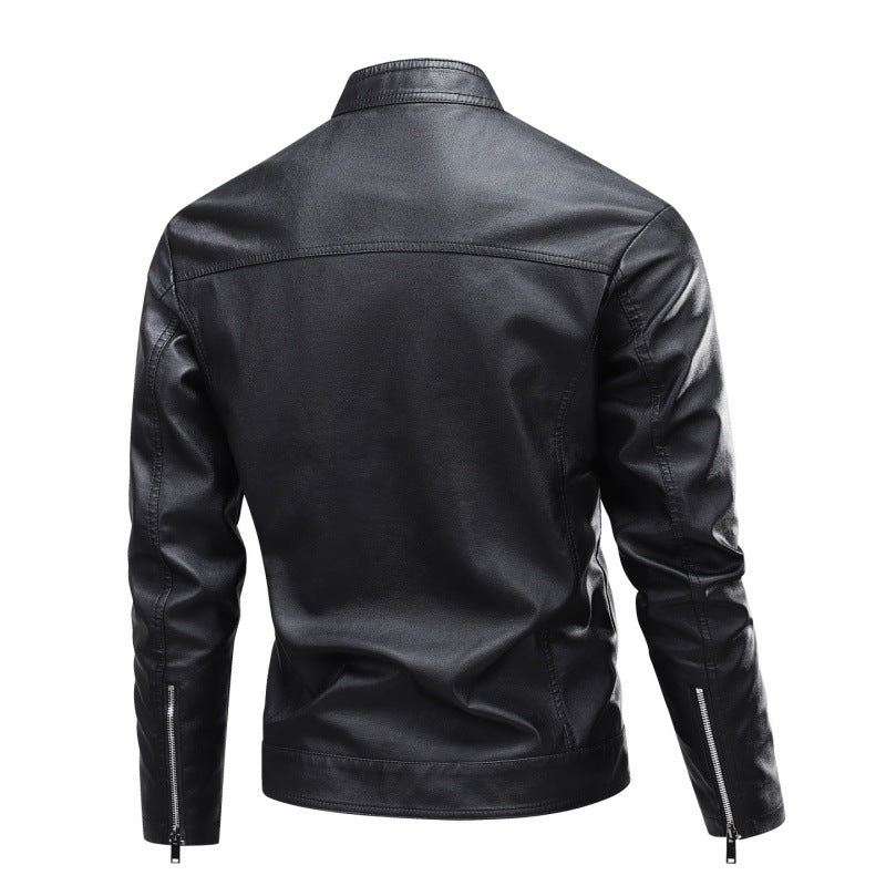 Herren Lederjacke Modern Schnitt Schwarz