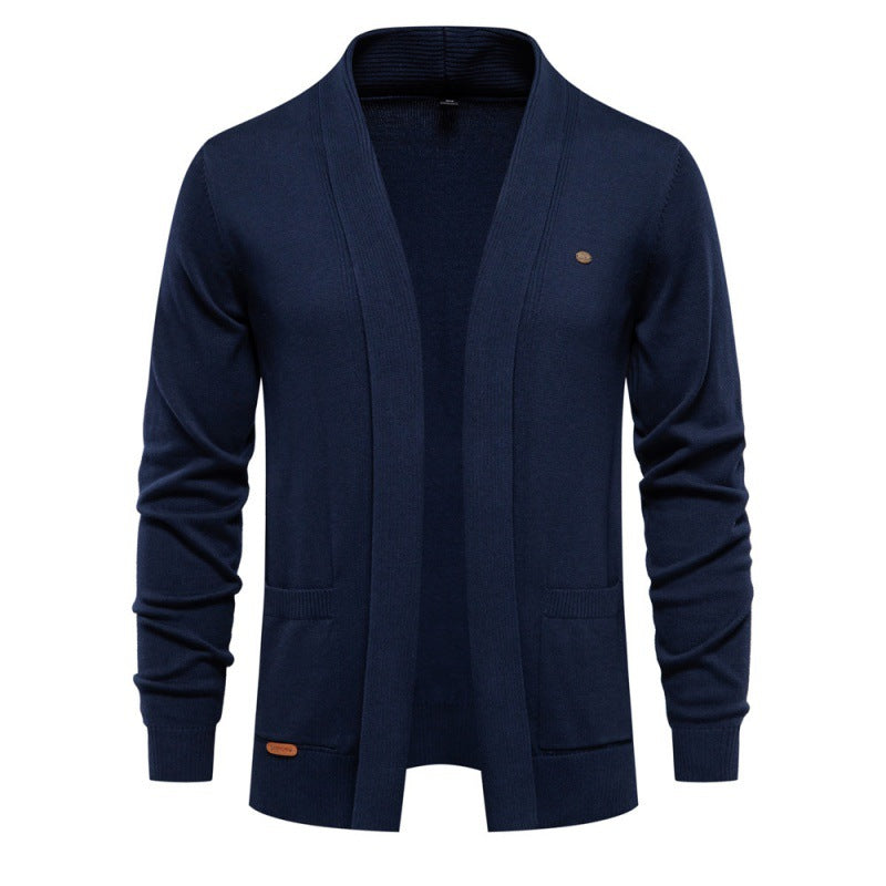 Herren Cardigan V-Ausschnitt Lässig Grau Modern