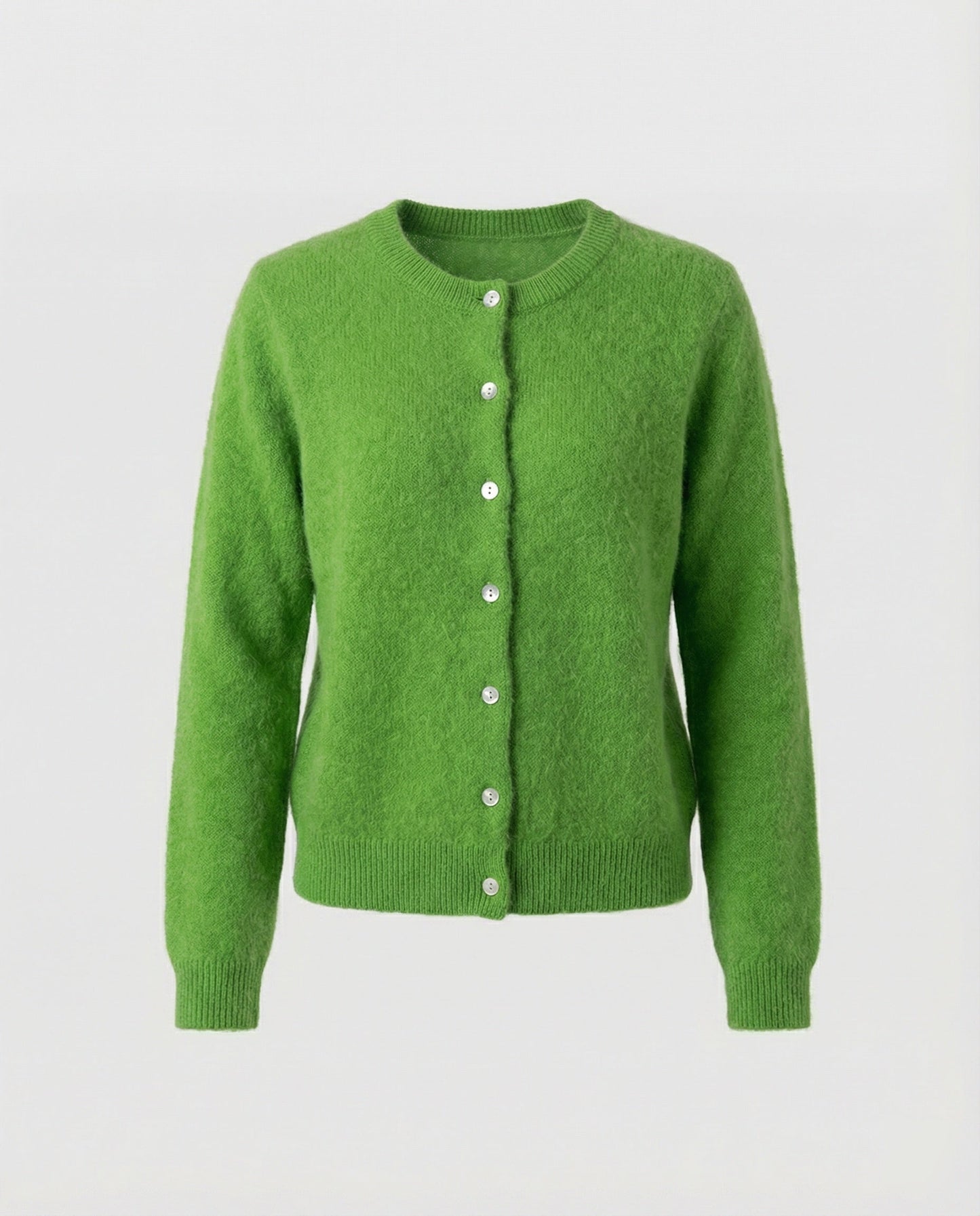 Grüne Strickjacke Retro Cardigan Mit Perlenknöpfen Slimfit