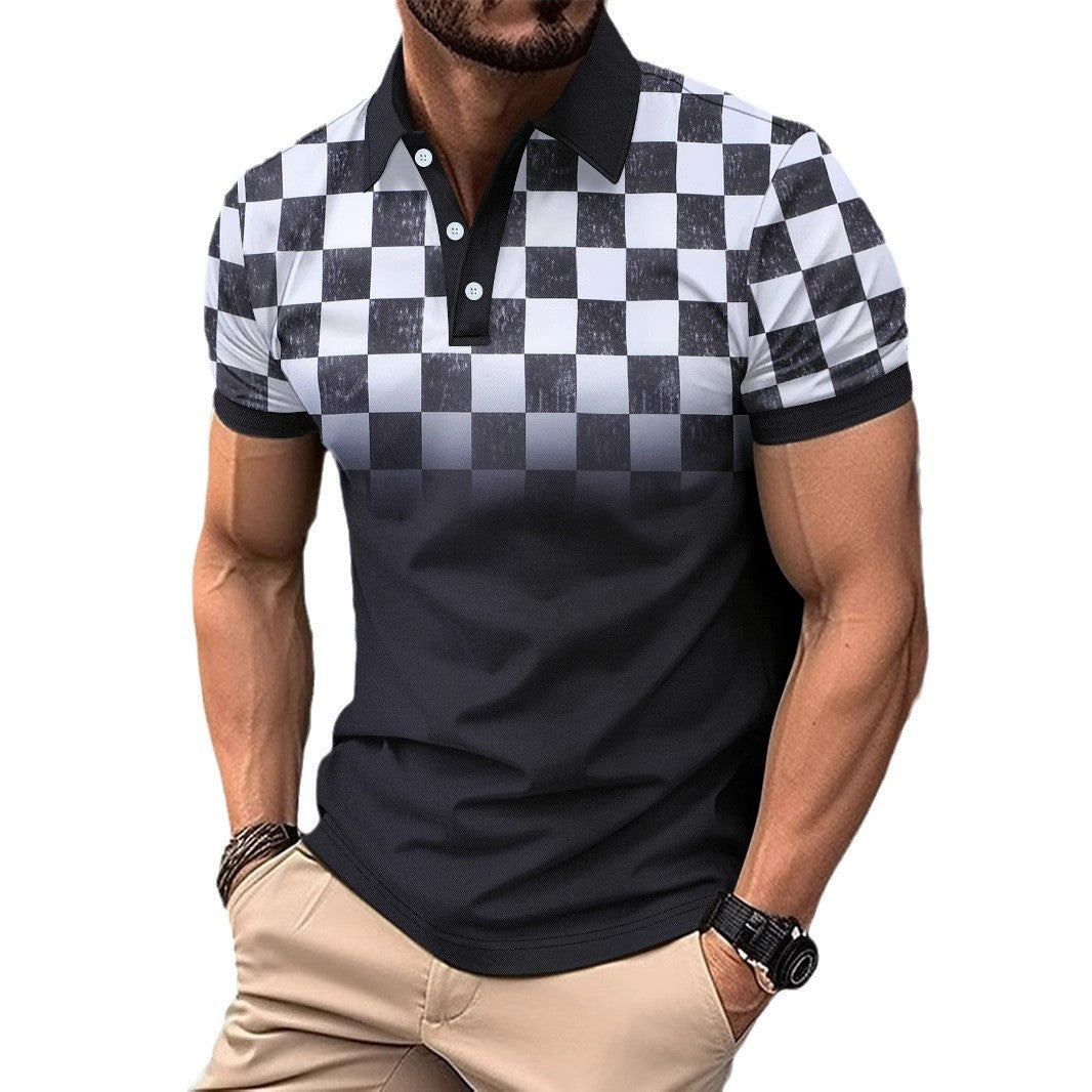 Herren Polo-Shirt Kurzarm Karomuster Hochwertig Modern