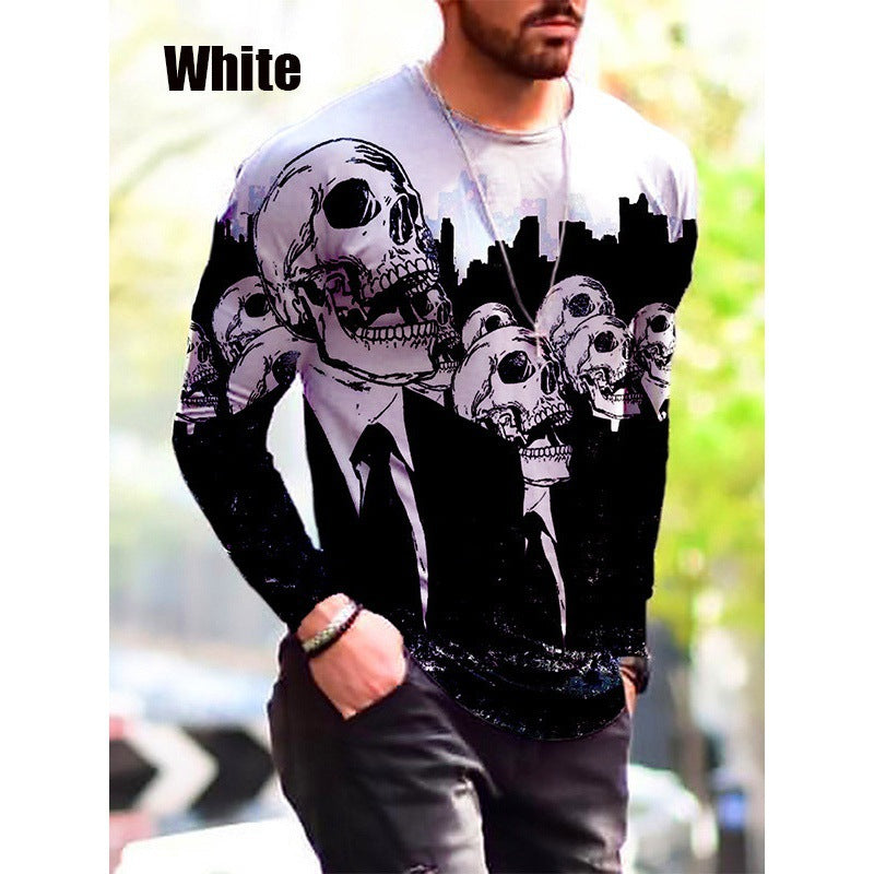 Herren T-Shirt Langarm Halloween Druck Berlin Style