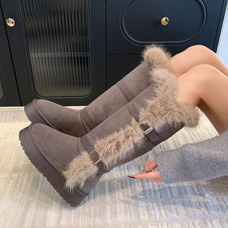 Damen Winterstiefel Kuschelig Weiches Kunstfell Warm