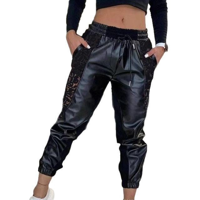 Damen Jogginghose Elastisch Mit Spitzeinsätzen