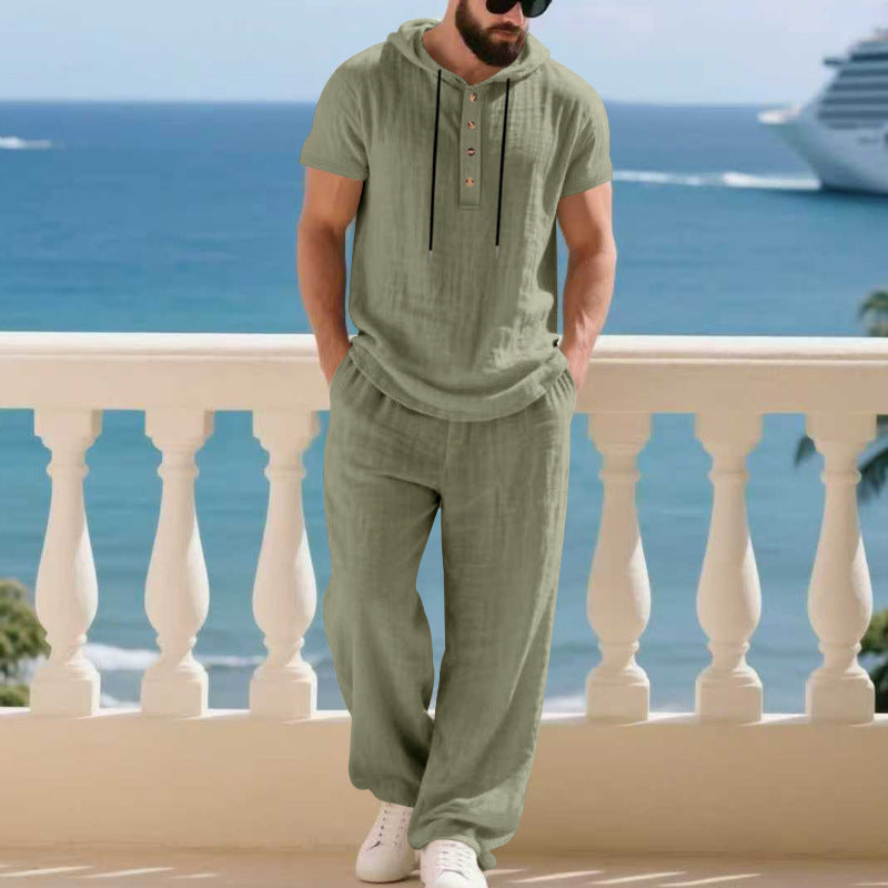 Herren Freizeit Set Kapuze Elastischer Bund Sportlich