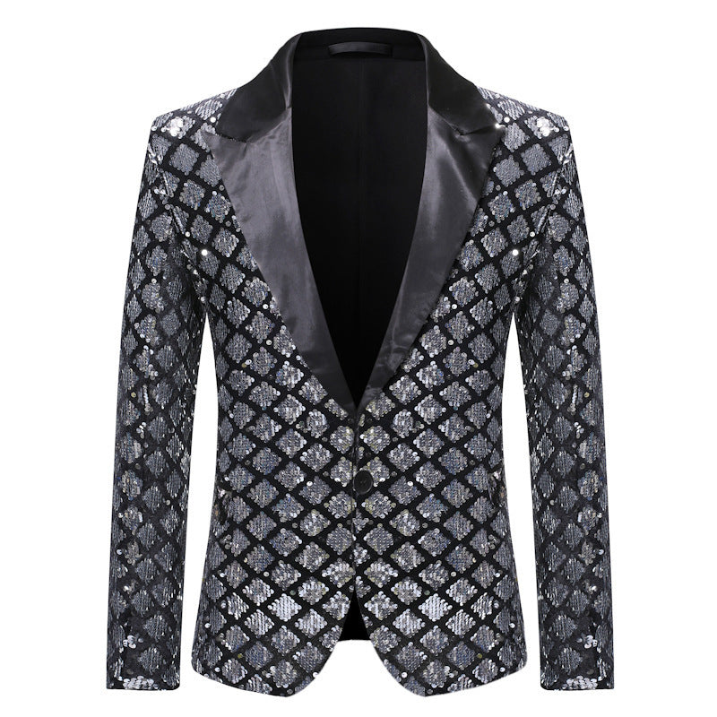 Herren Pailletten Blazer Modern Schnitt Glitzer