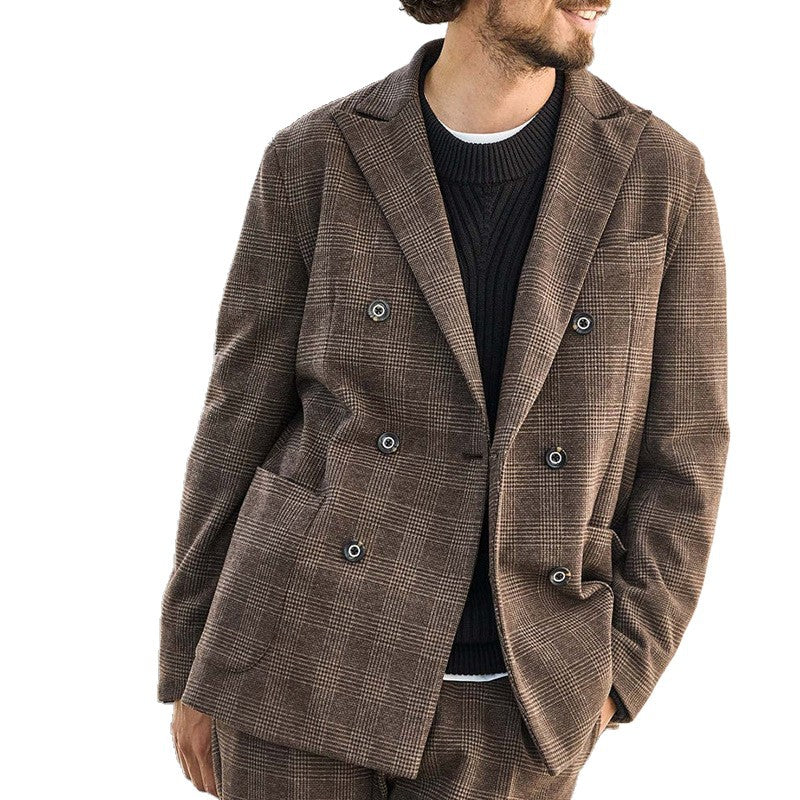 Herren Doppelreiher Jacke Elegant Schwarz