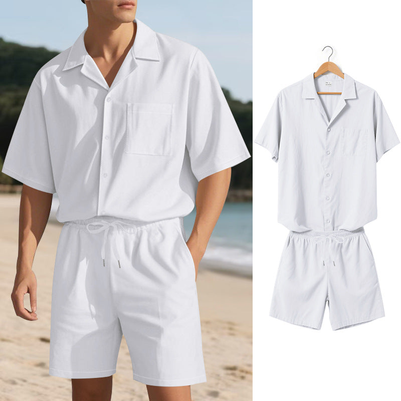 Herren Sommer Set Kurzarmhemd Shorts Modern Komfortabel