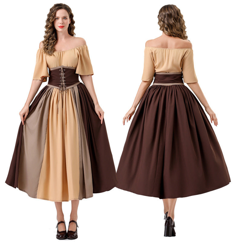 Damen Maxikleid Elegant Tailliert Schnüren Ärmel Lang