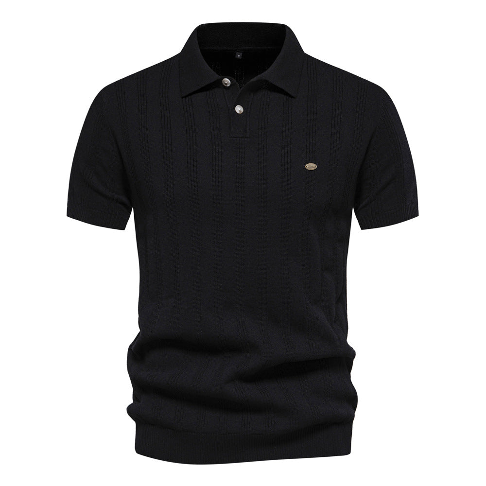 Herren Polo-Shirt Kurzarm Streifenmuster Modern