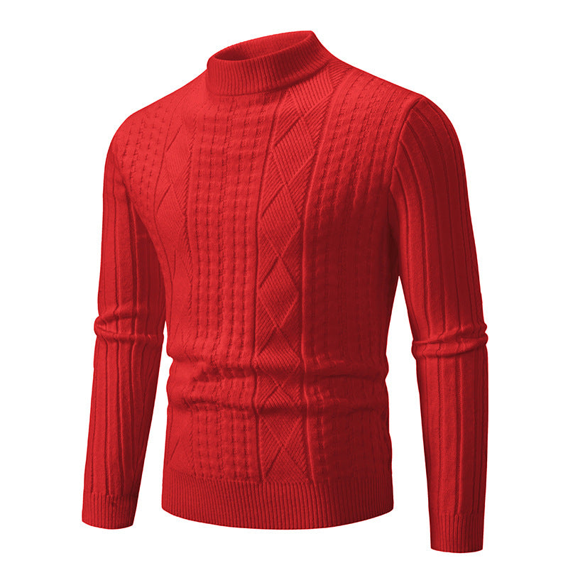 Herren Strickpullover Strukturiert Hochkragen Modern