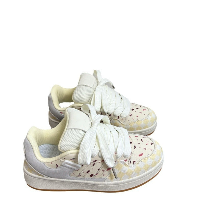 Damen Sneaker Karomuster Bequem Gummisohle Modisch