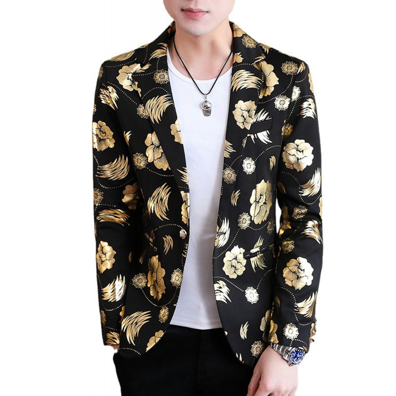 Herren Blazer Elegant Floral mit Gold Akzenten