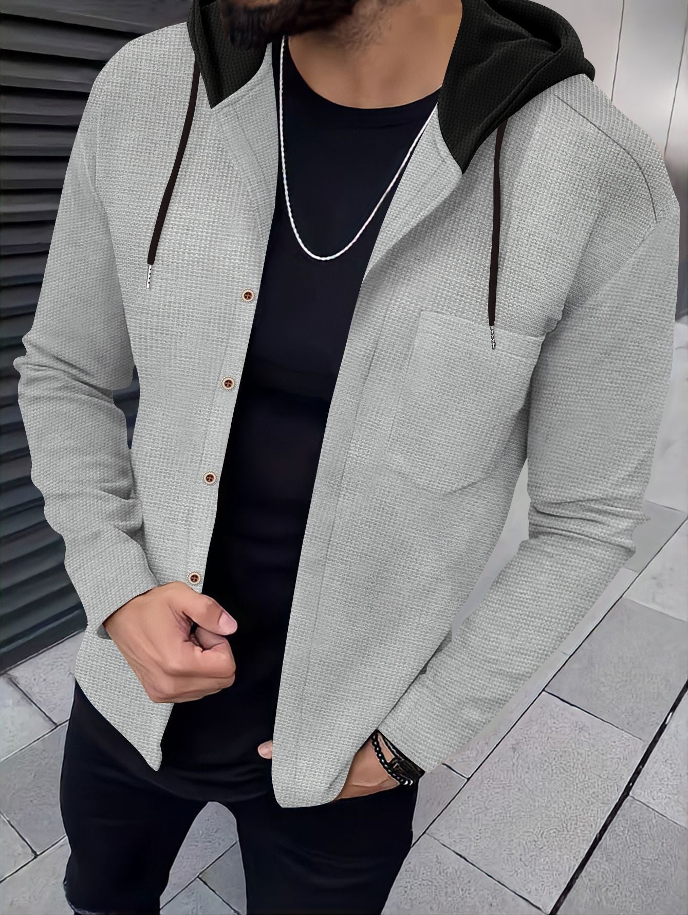 Herren Hoodie Kapuze Strukturiertes Design Streetwear
