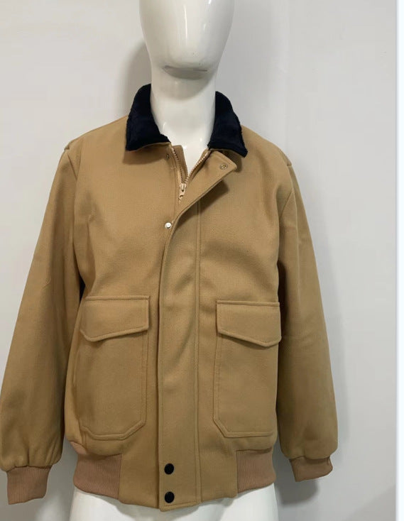 Herren Übergangsjacke Mit Weichem Kragen und Taschen