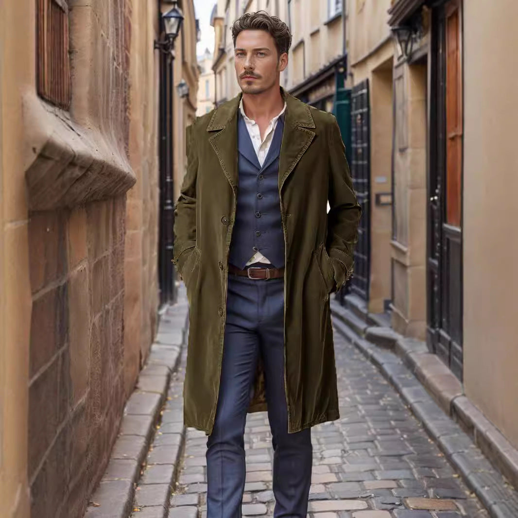 Eleganter Herren Wollmantel Modern Schwarz