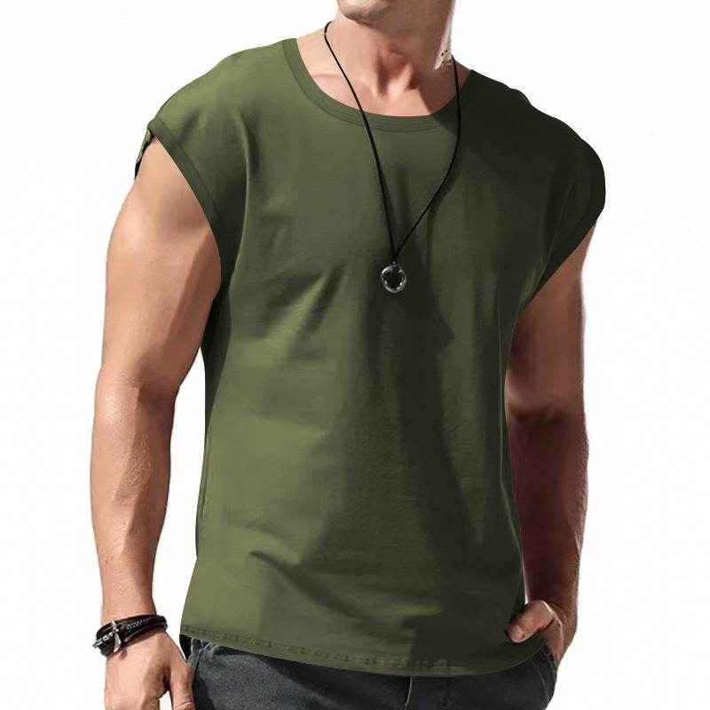 Ärmelloses Herren T-Shirt Lockere Passform Rundhals Modern