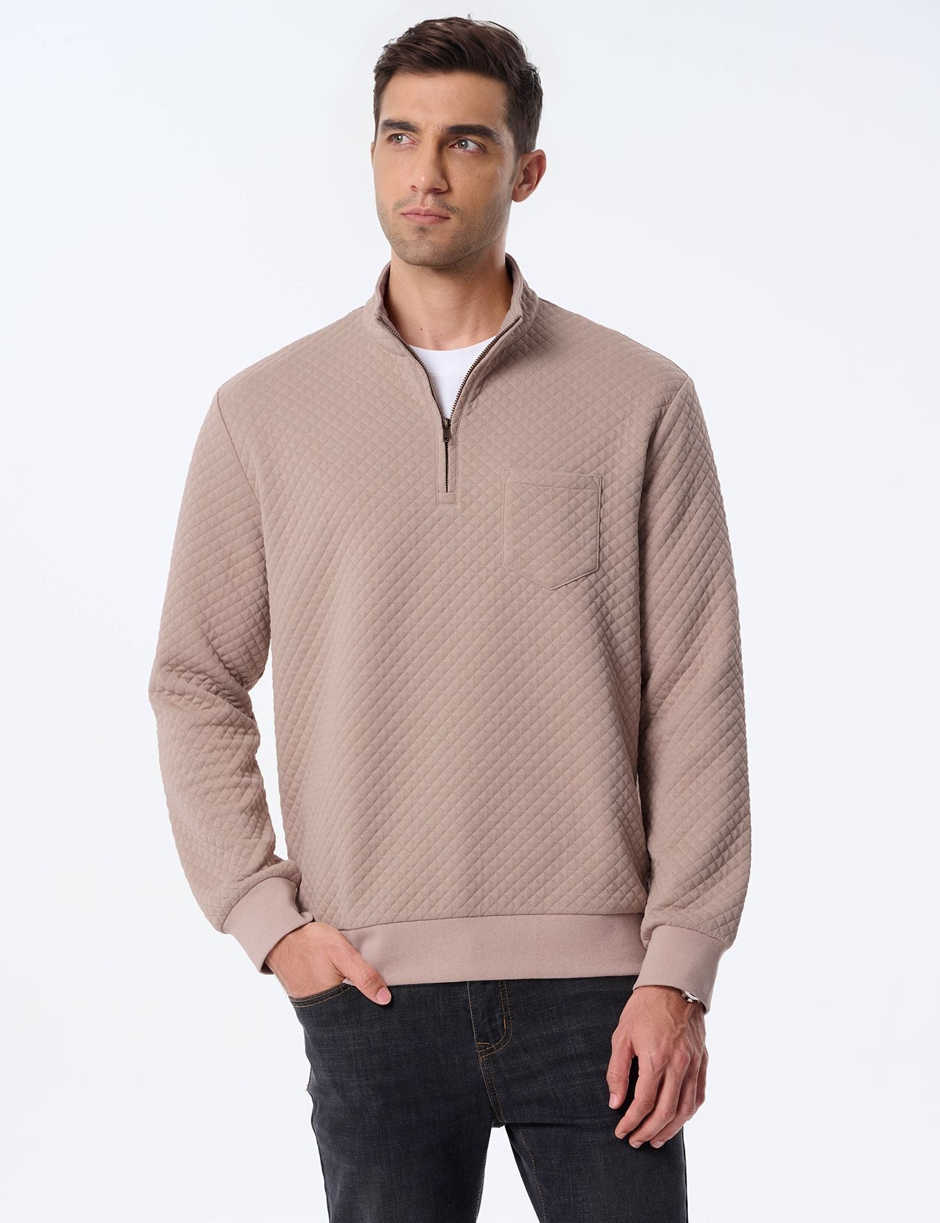 Herren Pullover Stepp mit V-Ausschnitt Modern