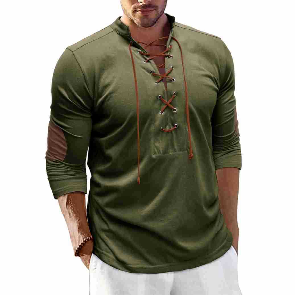 Herren Langarm-Shirt Mit Schnürung Modern Trendig