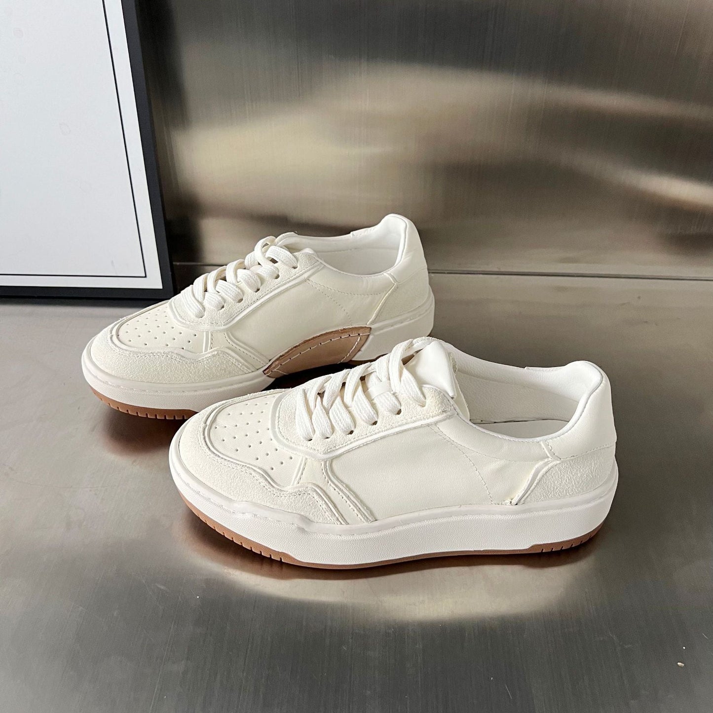 Damen Sneaker Bequem Leder Elegante Mode