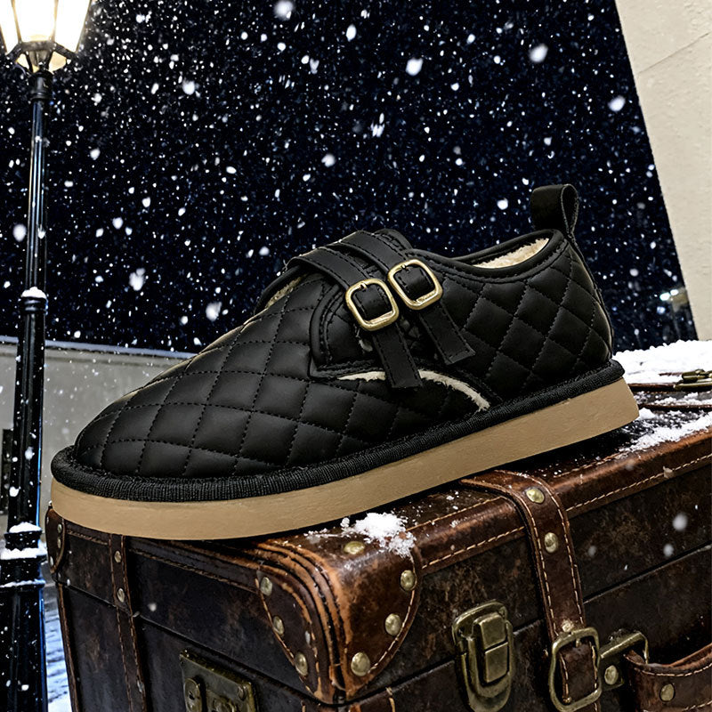 Damen Sneaker Warmfutter Kuschelig Elegant Schuhe mit Schnallen