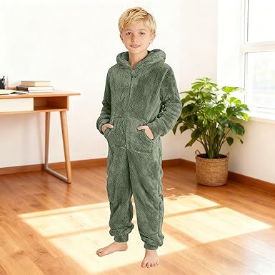 Fleece-Overall mit Kapuze Unisex Warm Kuschelig