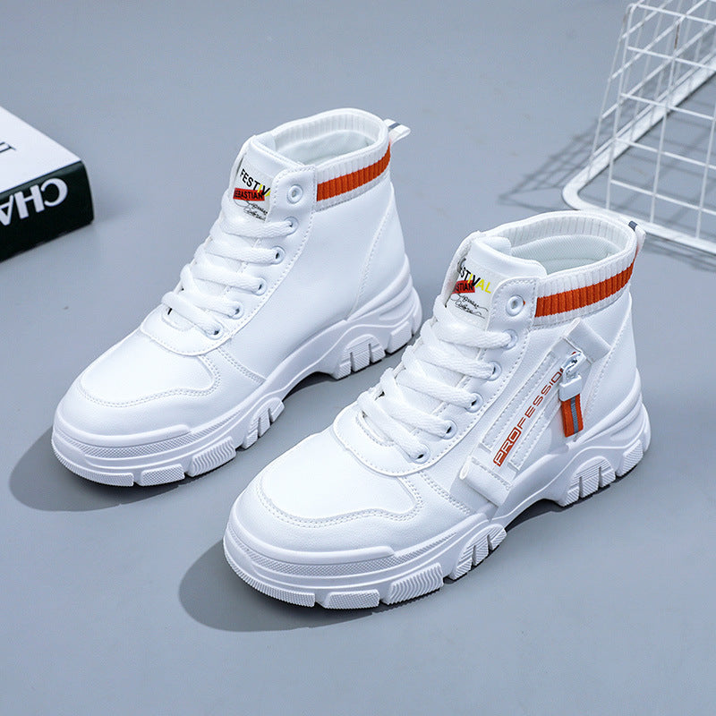 Damen Sneaker Hoch Modisch Atmungsaktiv Reißverschluss