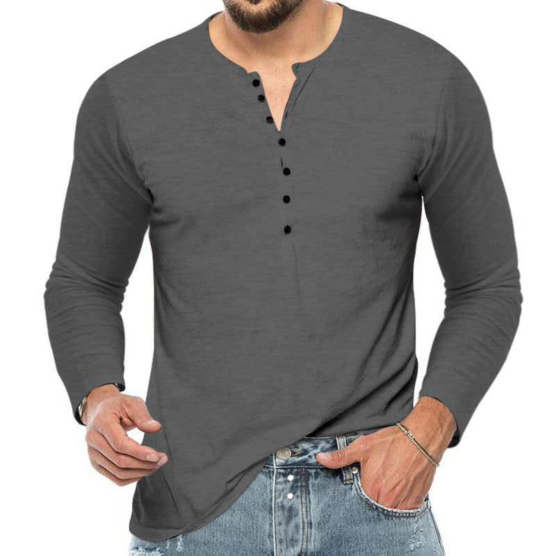 Herren Longsleeve Hemd Soft Material Knopfleiste Modern