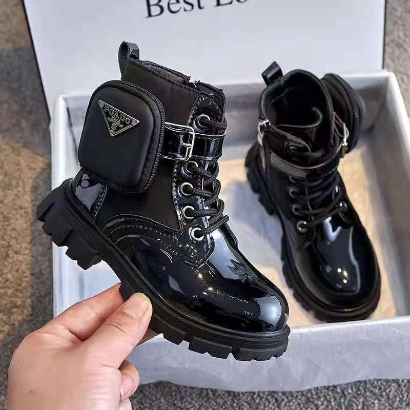 Damen Stiefel Ankle Boots Robust mit Taschen und Profilsohle
