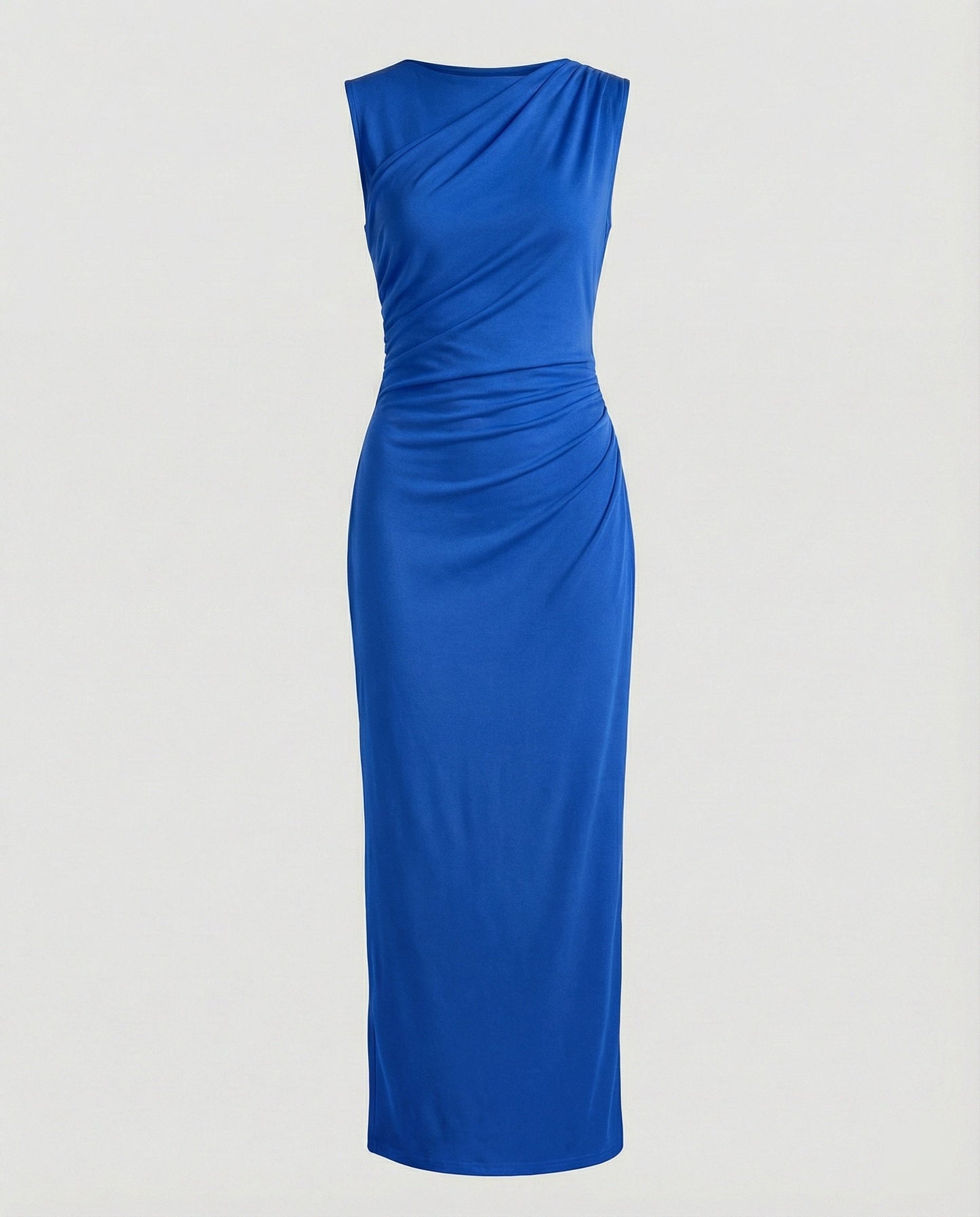 Damen Maxikleid Satin Elegant Drapierungen Lang