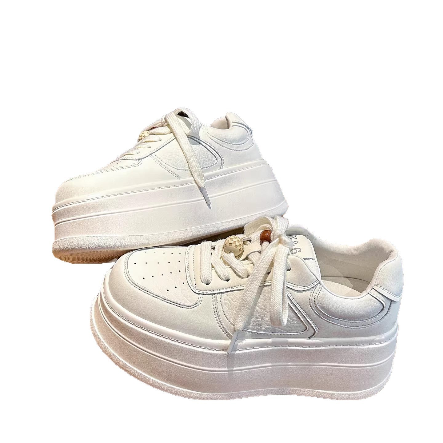Damen Plateau Sneaker Atmungsaktiv Leder Modern