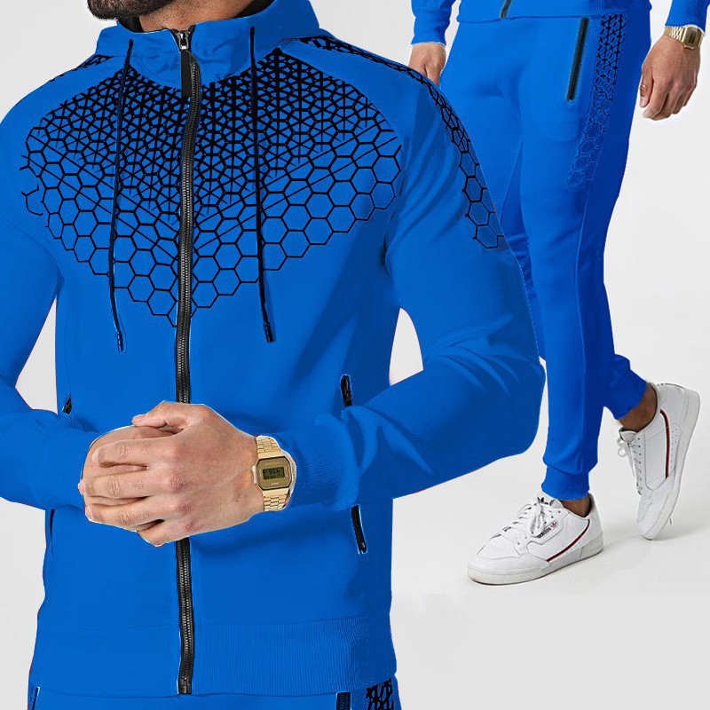Herren Sportanzug Set Funktionelles Trainingsoutfit Wabenmuster