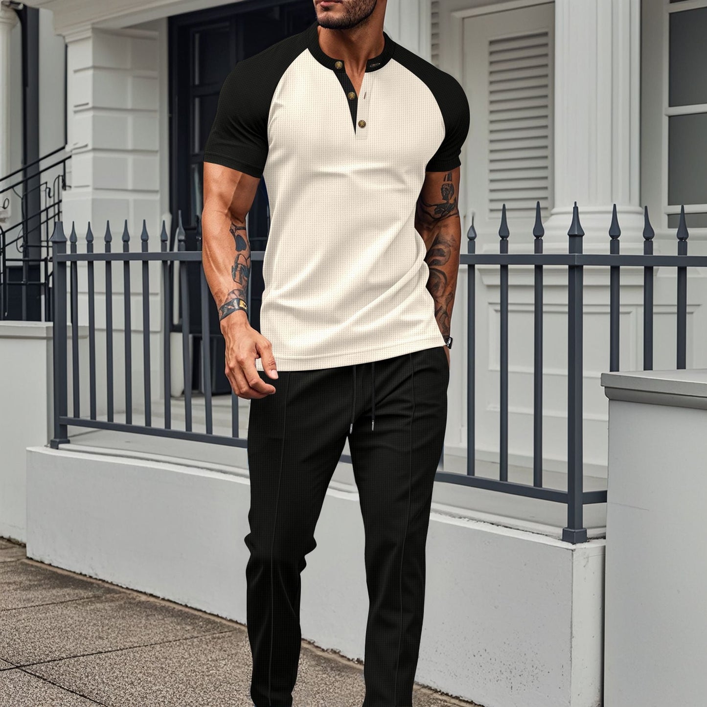 Herren Kurzarm-Hemd Modern Elastisch Slim Fit