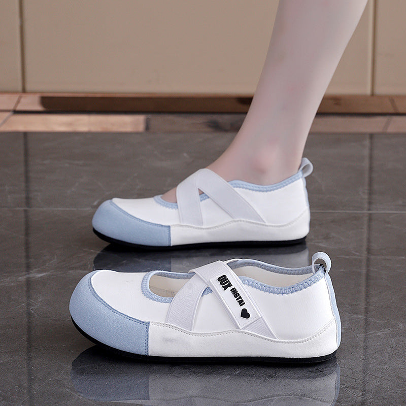 Damen Ballerinas Bequem Kreuzriemen Rutschfest