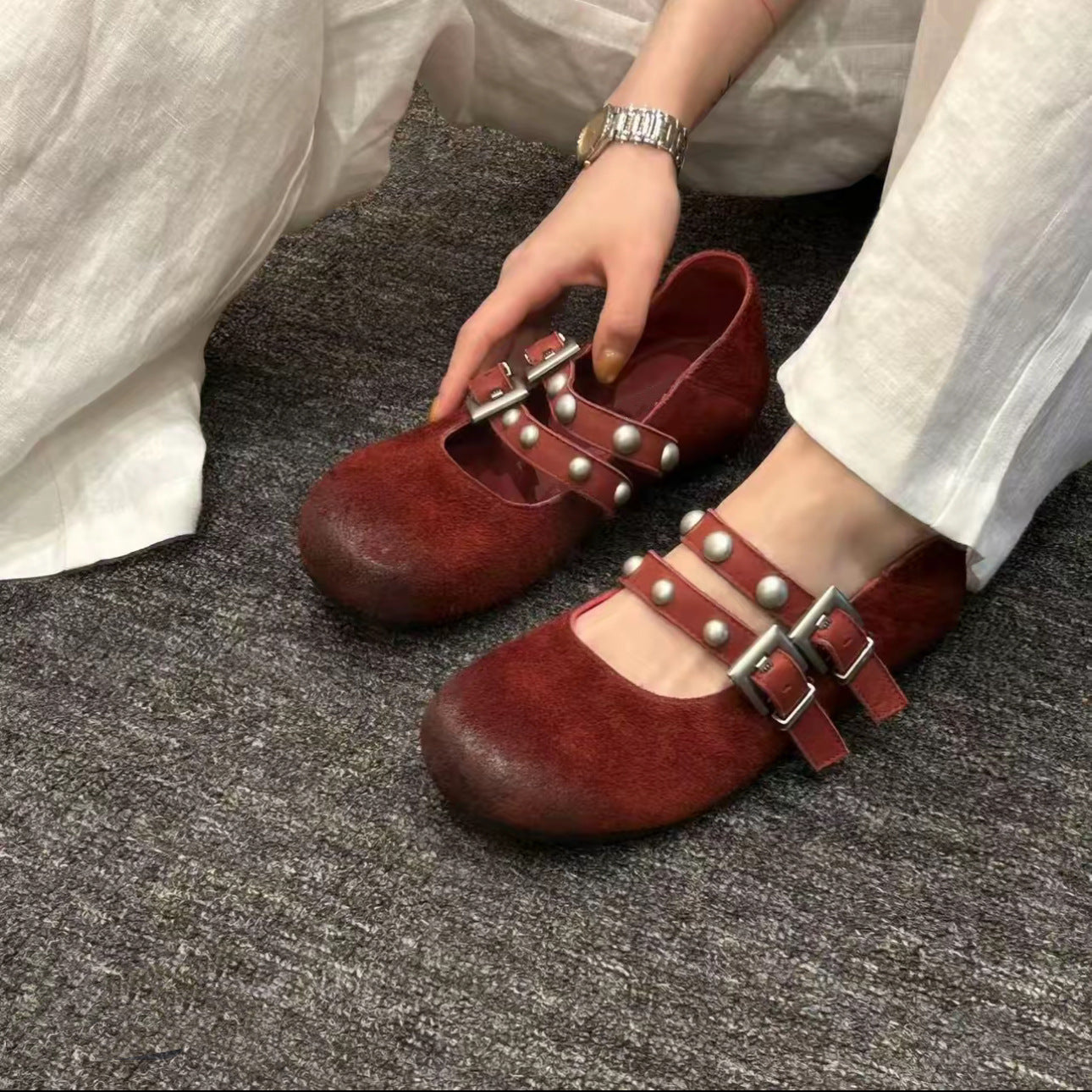 Damen Mokassins Bequem Schnalle Schuhe Frauen Schuhe Komfort