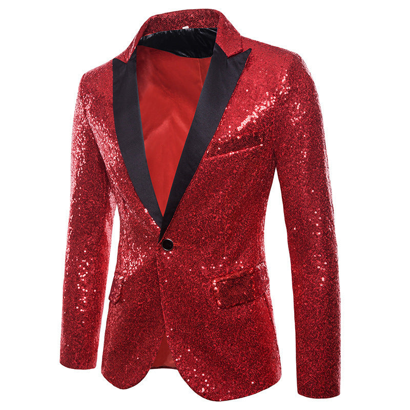 Herren Blazer Pailletten Luxus Moderner Schnitt