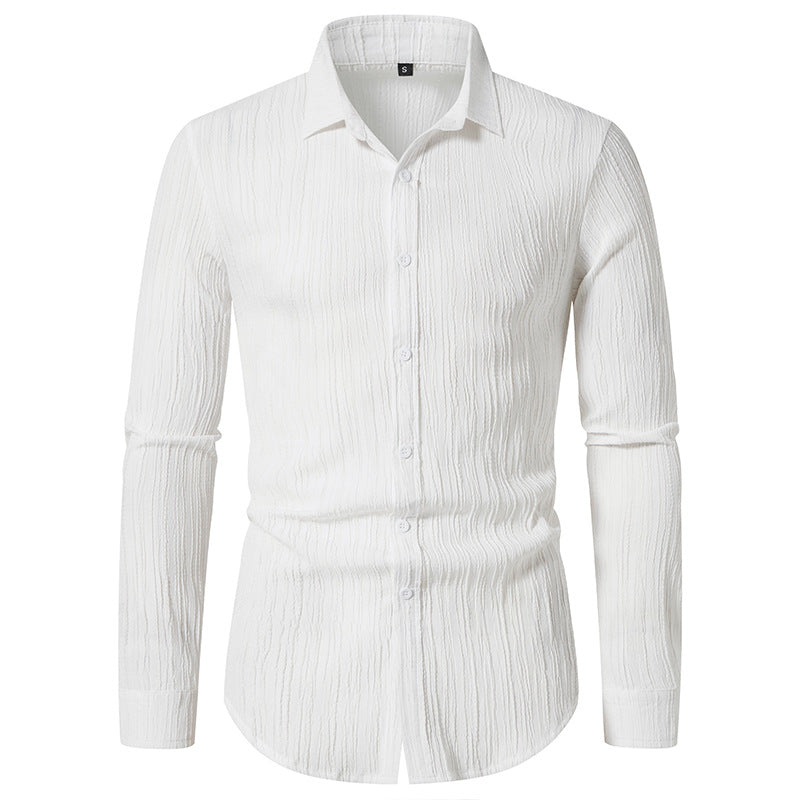 Herren Langarmhemd Modern mit Struktur Optik und Slim Fit