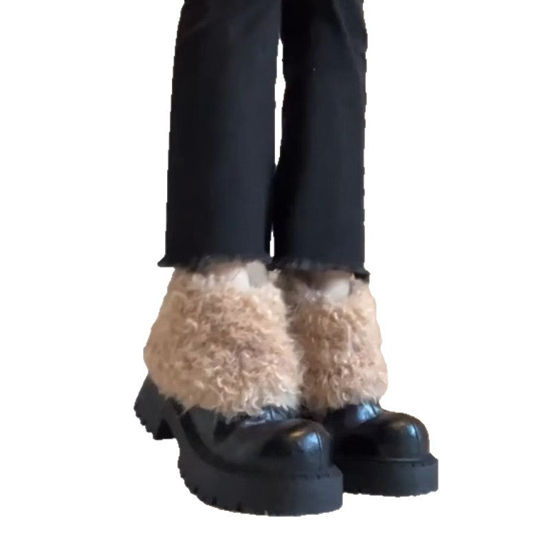 Damen Plateau-Stiefel Flauschig Warm Robust Winterstiefel