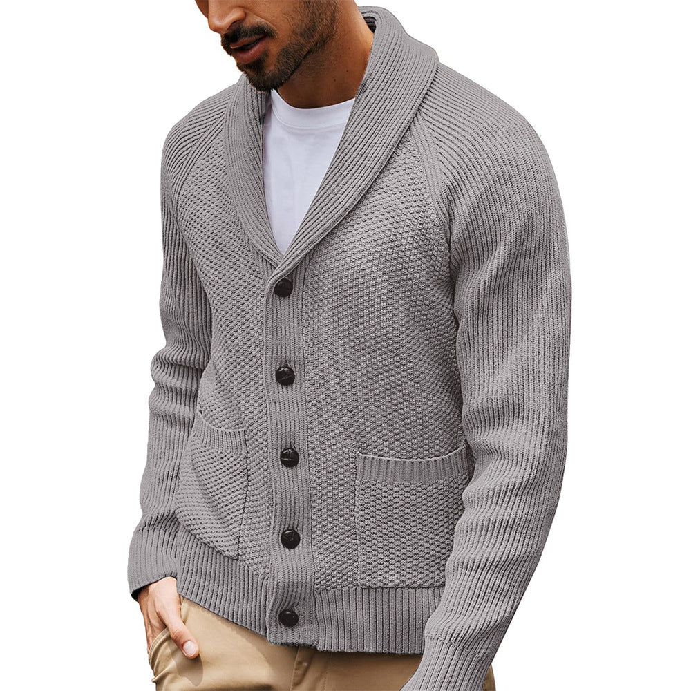 Herren Strickjacke Schalkragen Strukturiert Elegantes Design