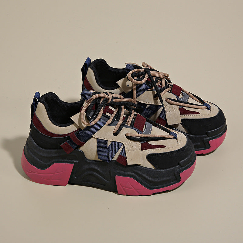 Damen Sneaker Sportlich Chunky Schnell Schnüren