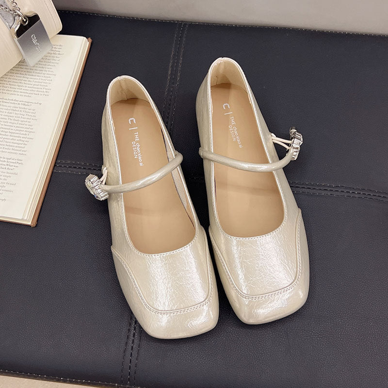 Ballerinas Damen Schmuckdetail Elegante Riemchen Schuhe