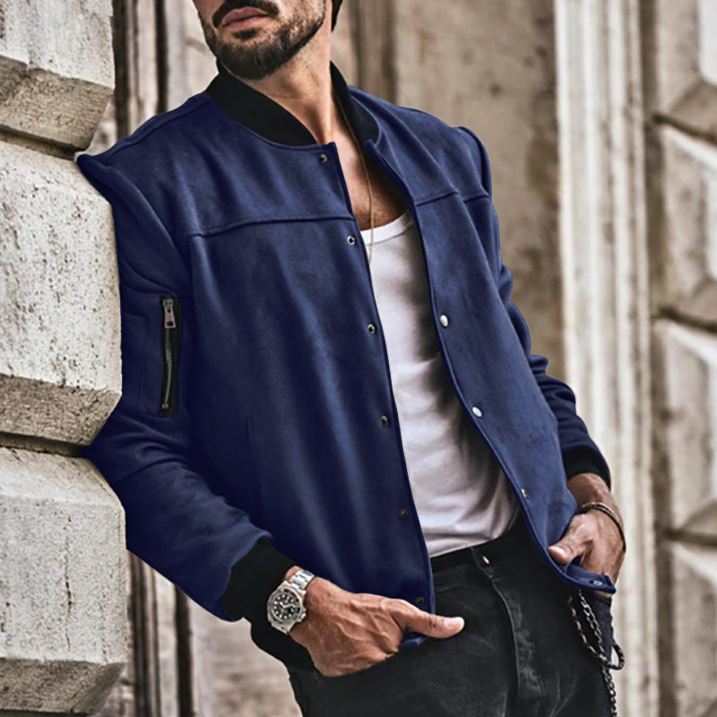 Herren Sportjacke College Style Reißverschlusstaschen Modern