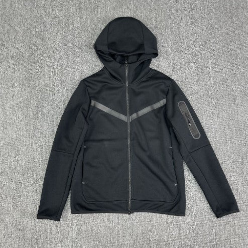 Herren Fleecejacke Sportlich mit Kapuze und Reißverschlusstaschen