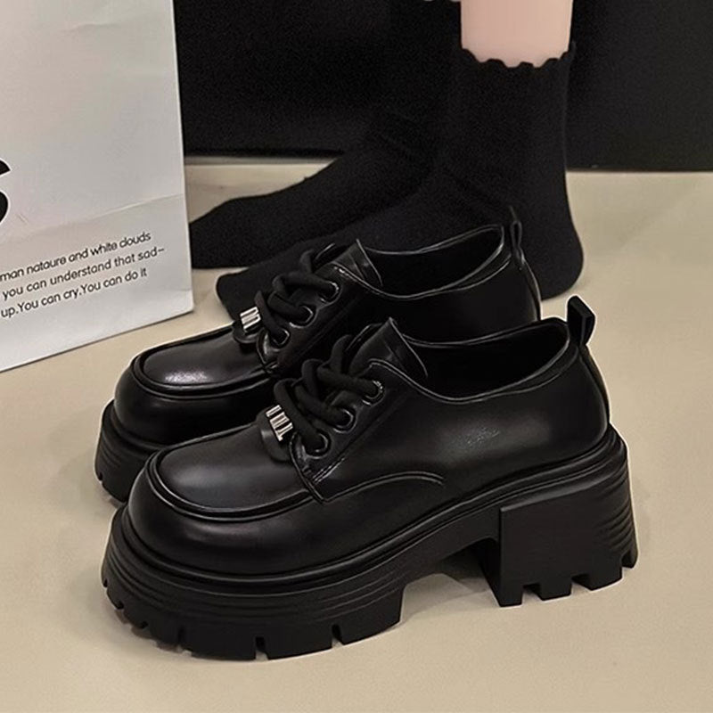 Damen Plateau Schuhe Chunky Schnürstiefel Robust