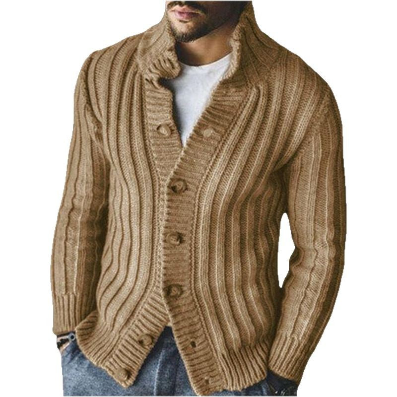 Herren Strickjacke Bequem Rippenmuster Stehkragen Modern