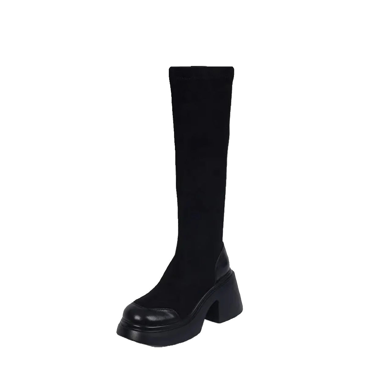 Damen Überknee-Stiefel mit hohem Blockabsatz Modern