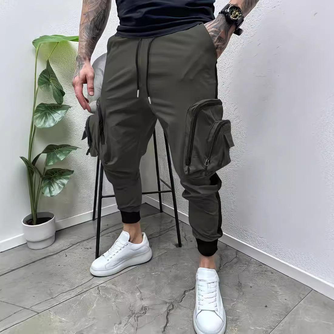 Herren Joggerhose Cargo Bequem Mit Taschen