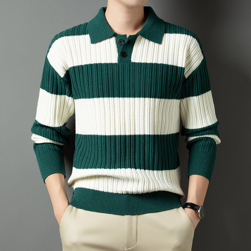 Herren Pullover Strukturiert Polokragen Modern Glamour