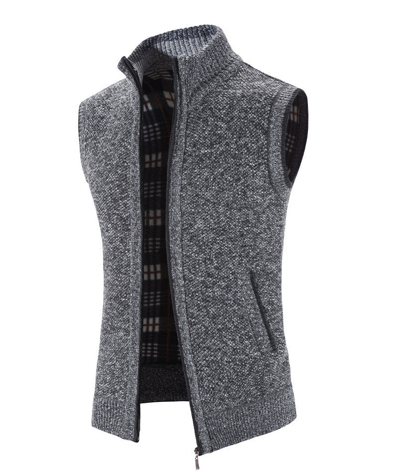 Herren Strickweste Hochkragen mit Taschen Modern