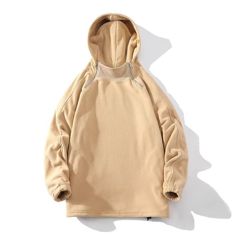 Herren Fleece Hoodie Reißverschluss Hoher Kragen Warm
